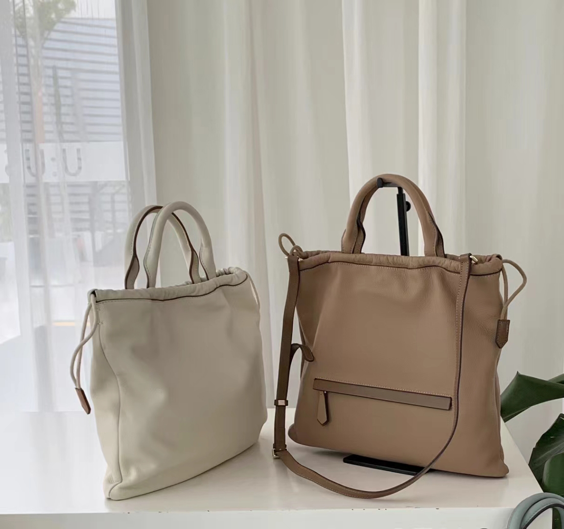 Soft leather tote bag